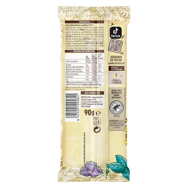 Chocolate blanco y galleta Nestlé Jungly 90 g 2