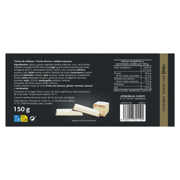 Turrón praliné de milhojas Dulce Noel Dia caja 150 g 3