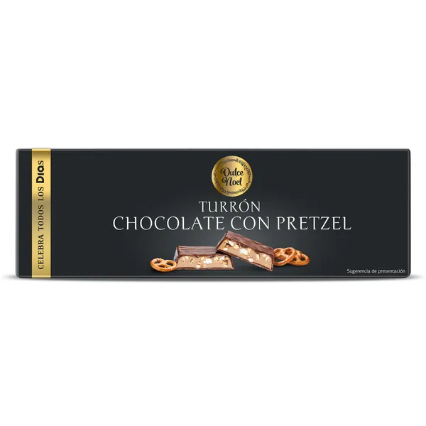 Turrón praliné chocolate con leche y galleta pretzel Dulce Noel Dia caja 145 g 2