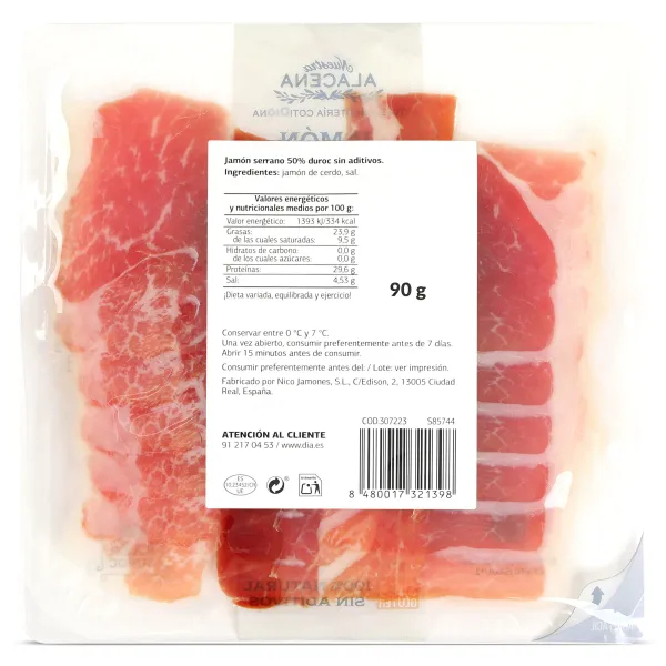 Jamón serrano 50% Duroc Dia Nuestra Alacena 90 g 3