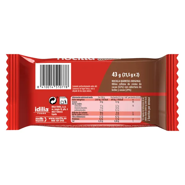 Barritas originales Nocilla bolsa 43 g 3
