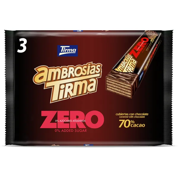 Barritas de barquillo de chocolate zero ambrosías Tirma bolsa 65 g 2