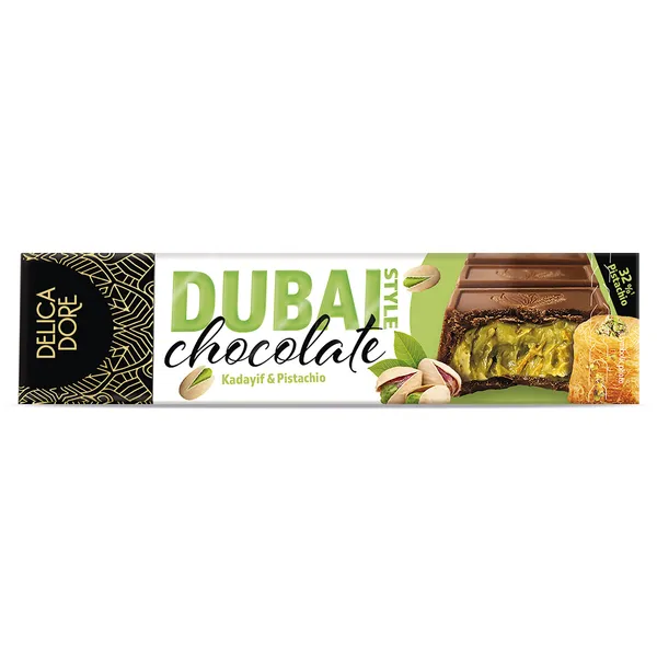 Chocolate relleno de pistacho Dubai Delicadore caja 70 g 2