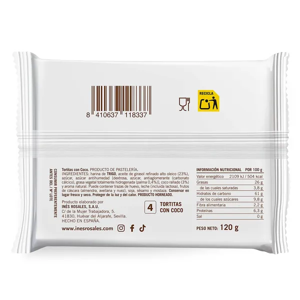 Tortitas con coco Inés Rosales bolsa 120 g 2