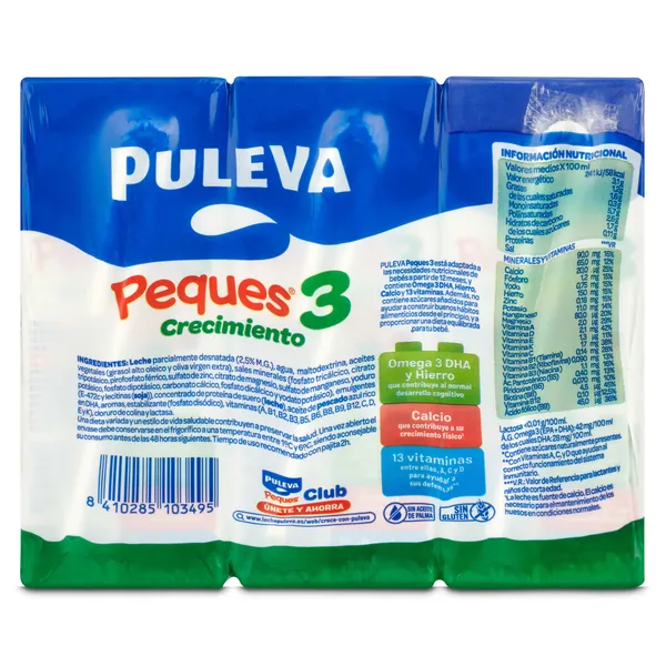 Bebida láctea infantil de crecimiento Peques 3 Puleva 3 x 200 ml 4