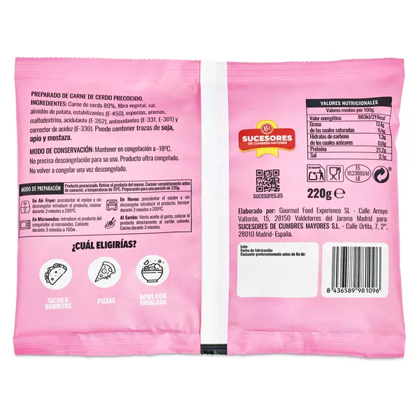 Carne de cerdo El pastor bolsa 220 g 2