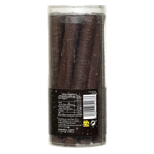 Barquillos cubiertos de chocolate negro Dulce Noel Dia caja 200 g 2