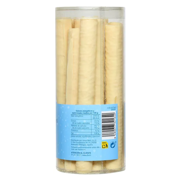 Barquillos cubiertos de chocolate blanco Dulce Noel Dia caja 200 g 2