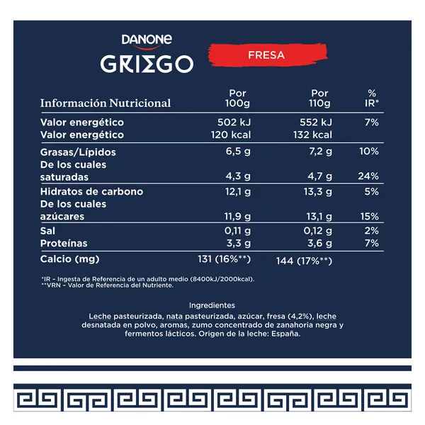 Yogur griego fresa Danone pack 4 x 110 g 4