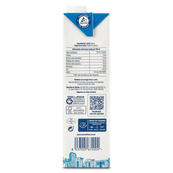 Leche entera Madriz 1 L 4
