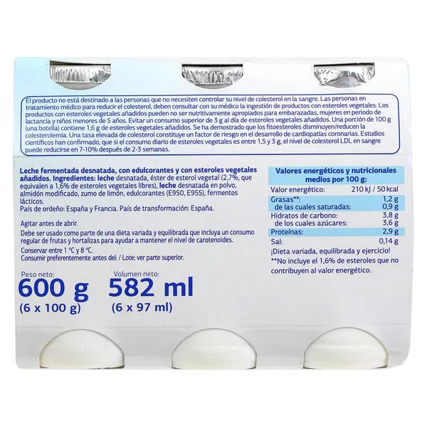 Bebida láctea natural 0% azúcares añadidos Diacol pack 6 x 100 g 5