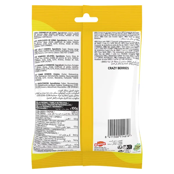 Golosinas crazy berries Damel bolsa 135 g 2