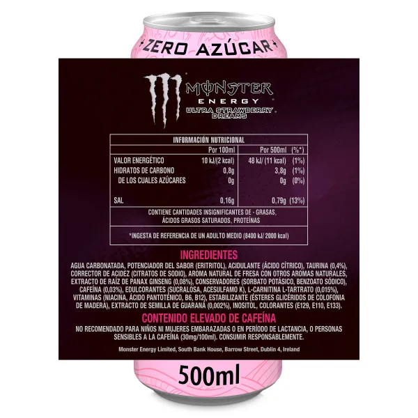 Monster ultra strawberry dreams zero 500 ml 3
