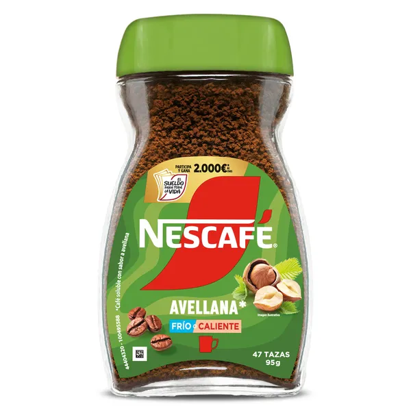 Café soluble sabor avellana Nescafé frasco 95 g