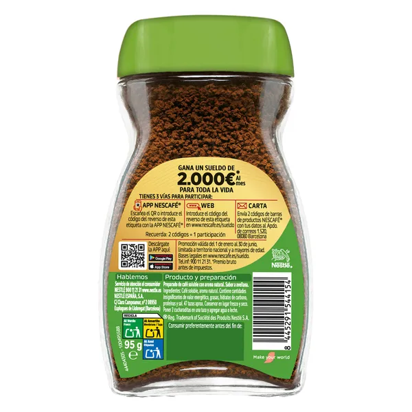 Café soluble sabor avellana Nescafé frasco 95 g 2