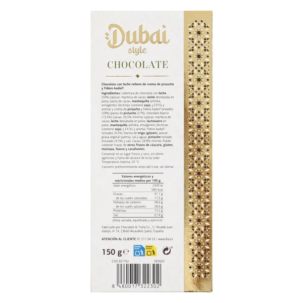 Chocolate con pistacho estilo Dubai Dia Temptation 150 g 4
