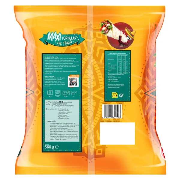 Tortillas de trigo maxi Dia Al Punto 360 g 2