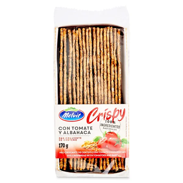 Pan crujiente de centeno con tomate y albahaca Melvit 170 g 3