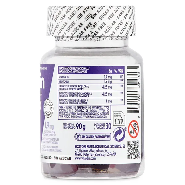 Gominolas de melatonina Vitaldin frasco 30 unidades 2