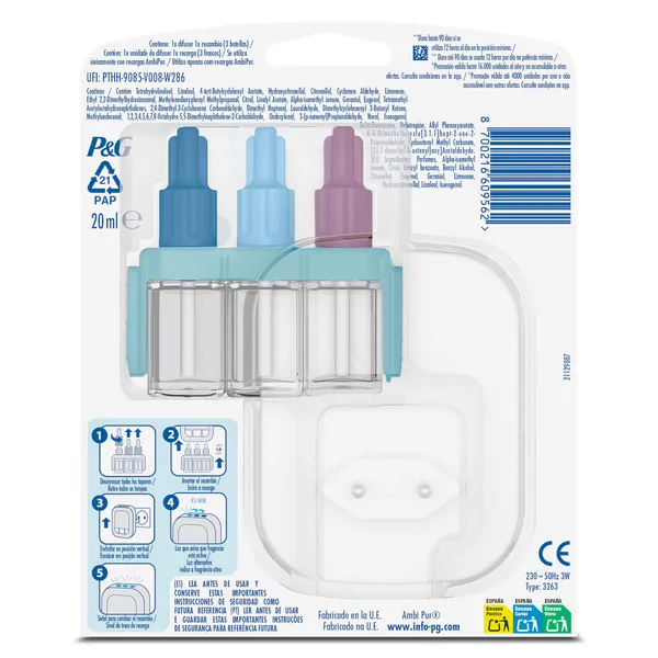 Ambientador eléctrico frescor de abril aparato + recambio Ambipur blister 1 unidad 2