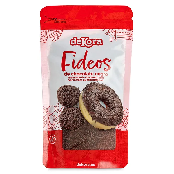 Fideos de chocolate negro Dekora bolsa 100 g