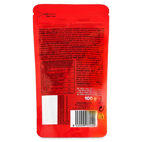 Fideos de chocolate negro Dekora bolsa 100 g 2