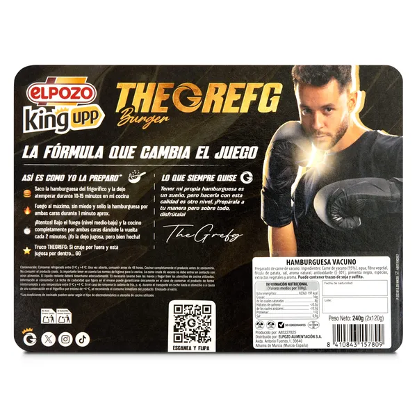Burger de vacuno The Grefg Elpozo bandeja 240 g 2