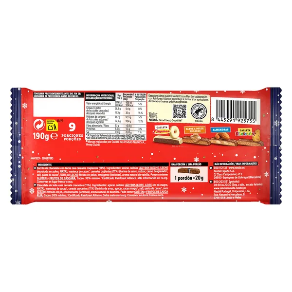 Turrón de chocolate con cereales crujientes Crunch Nestlé Extrafino bolsa 190 g 2