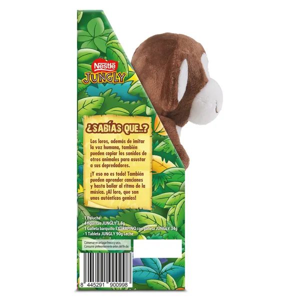 Chocolate con leche y galleta, barrita y figuritas + peluche Nestlé Jungly pack 155 g 4
