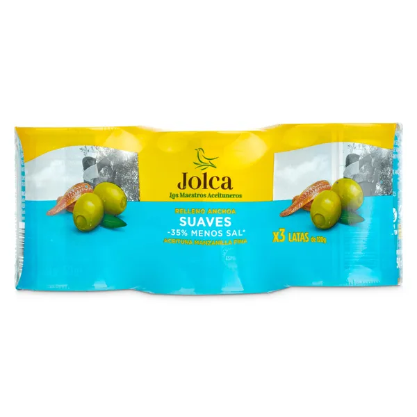 Aceitunas rellenas de anchoa suave Jolca 3 x 50 g 2