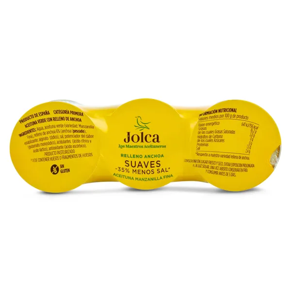 Aceitunas rellenas de anchoa suave Jolca 3 x 50 g 3