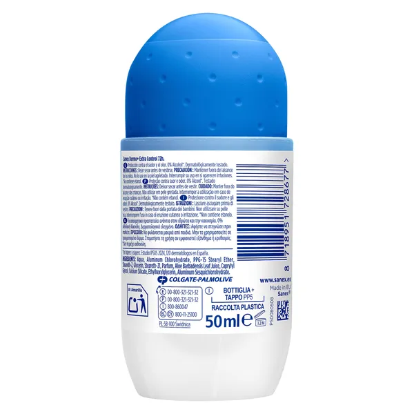 Desodorante roll-on dermo extra control 72h Sanex bote 50 ml 3