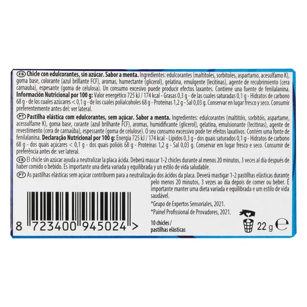 Chicles sabor menta 60 minutos sin azúcar Trident caja 22 g 2