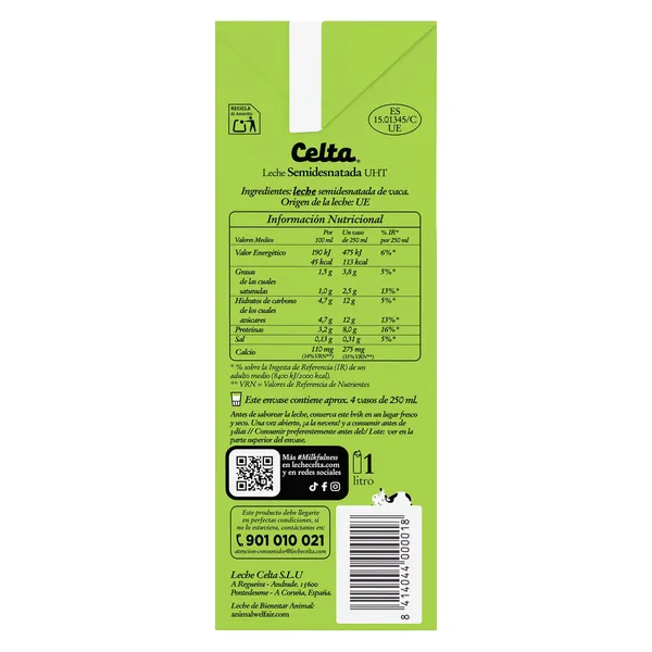 Leche semidesnatada Celta brik 1 l 3