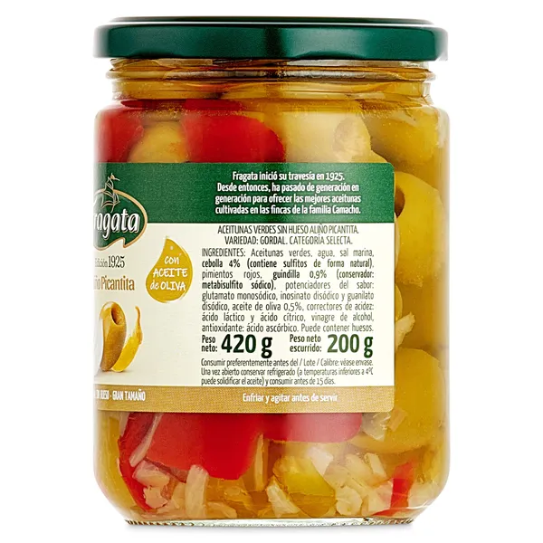 Aceitunas gordal sin hueso picantes Fragata 200 g 3