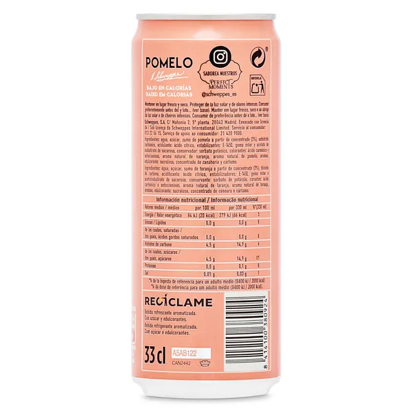 Refresco de pomelo Schweppes lata 33 cl 2