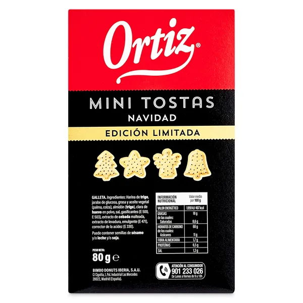 Mini tostadas Navidad Ortiz caja 80 g 3