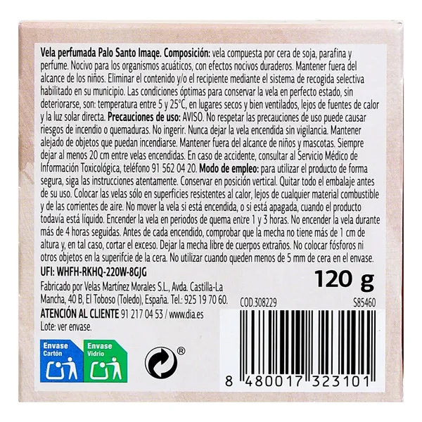 Vela perfumada palo santo Dia Imaqe 1 unidad 8