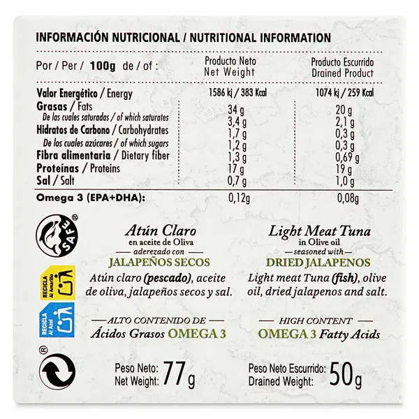 Atún claro en aceite de oliva con jalapeños Friscos lata 50 g 3
