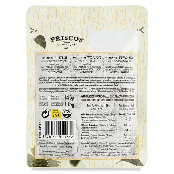 Trozos de atún en aceite de girasol Friscos 135 g 2