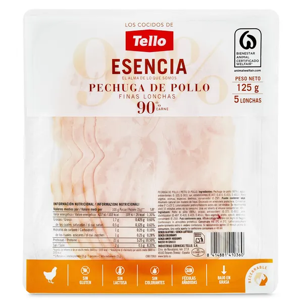 Pechuga de pollo 90% Tello 125 g 2