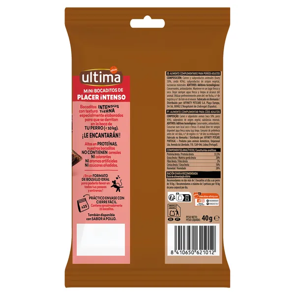 Snack para perros con buey Ultima bolsa 40 g 2