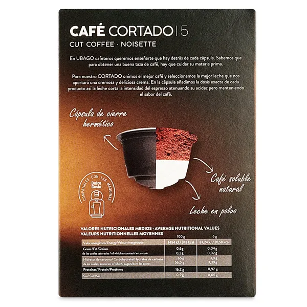 Café en cápsulas cortado Ubago caja 16 unidades 3