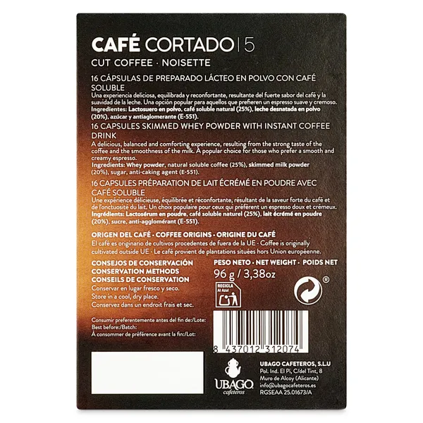 Café en cápsulas cortado Ubago caja 16 unidades 4
