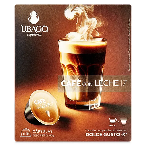 Café con leche en cápsulas Ubago caja 16 unidades 2