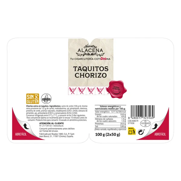 Taquitos de chorizo Dia Nuestra Alacena 2 x 50 g 4