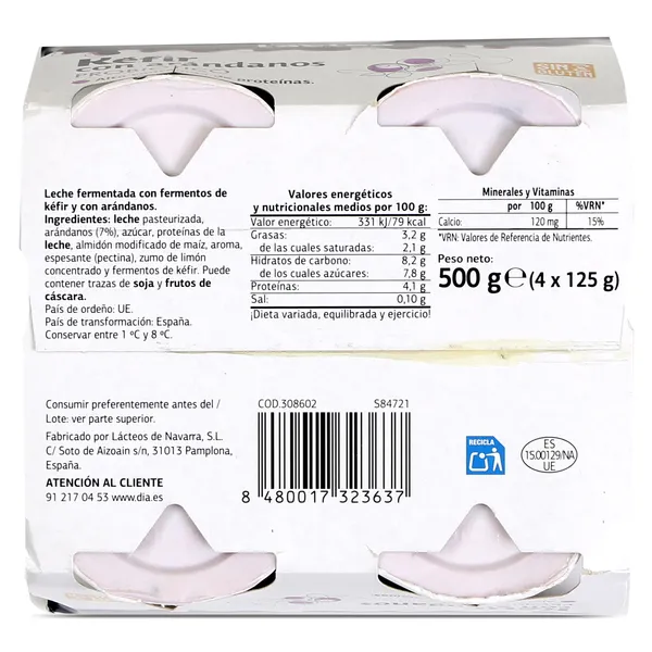 Kéfir con arándanos Dia Láctea pack 4 x 125 g 4