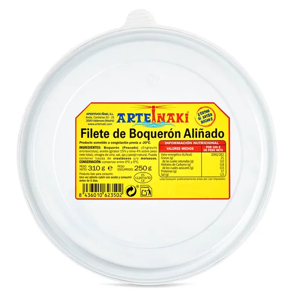 Boquerones en vinagre con ajo y perejil Arteiñaki bandeja 250 g 2