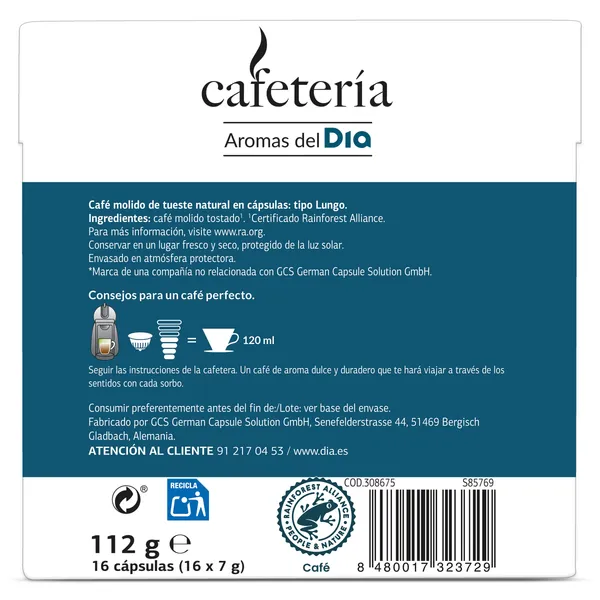 Cápsulas de café lungo Dia Cafetería 16 unidades 4