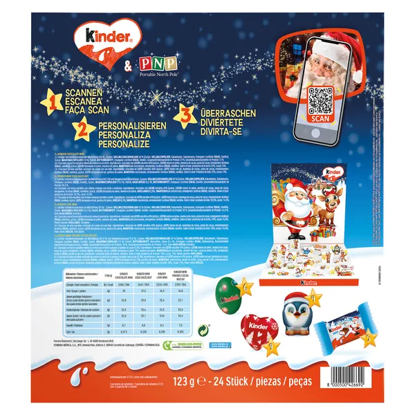 Calendario de adviento chocolate con leche Kinder caja 123 g 2